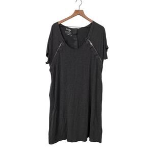 Fridas Womens Nursing Dress Snap Closure Side Back Gray T Shirt Dress One Size